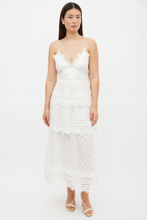 Self-Portrait White Cotton 
Lace Ivy Midi Dress