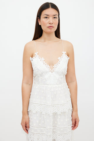 Self-Portrait White Cotton 
Lace Ivy Midi Dress