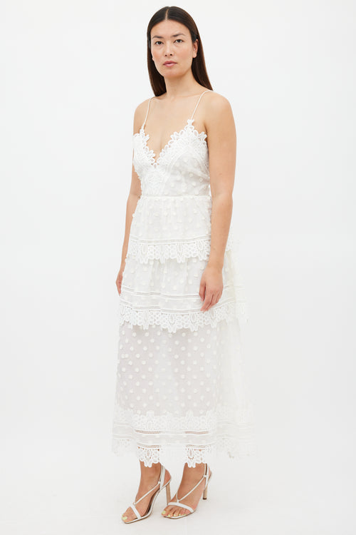 Self-Portrait White Cotton 
Lace Ivy Midi Dress