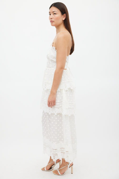 Self-Portrait White Cotton 
Lace Ivy Midi Dress