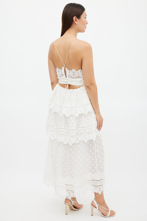 Self-Portrait White Cotton 
Lace Ivy Midi Dress