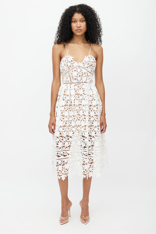 Self-Portrait White Lace Azaelea Midi Dress