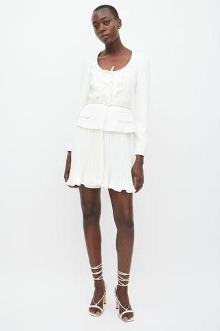 Self-Portrait White Ruffled Blazer Dress