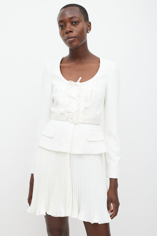 Self-Portrait White Ruffled Blazer Dress