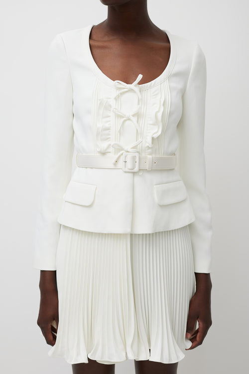 Self-Portrait White Ruffled Blazer Dress