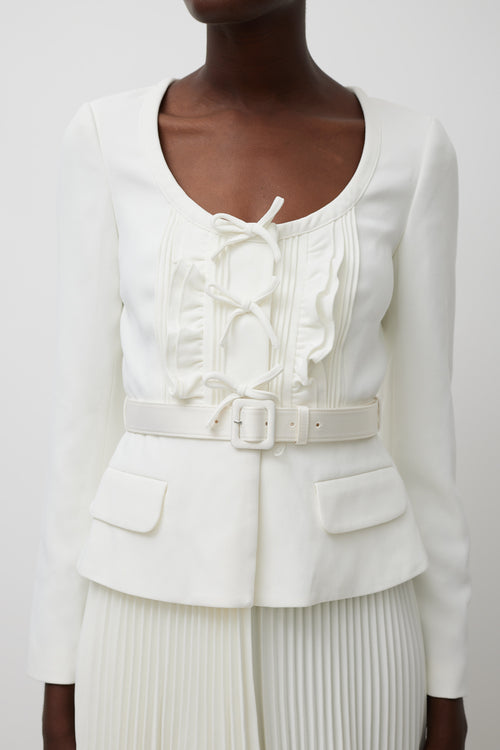 Self-Portrait White Ruffled Blazer Dress