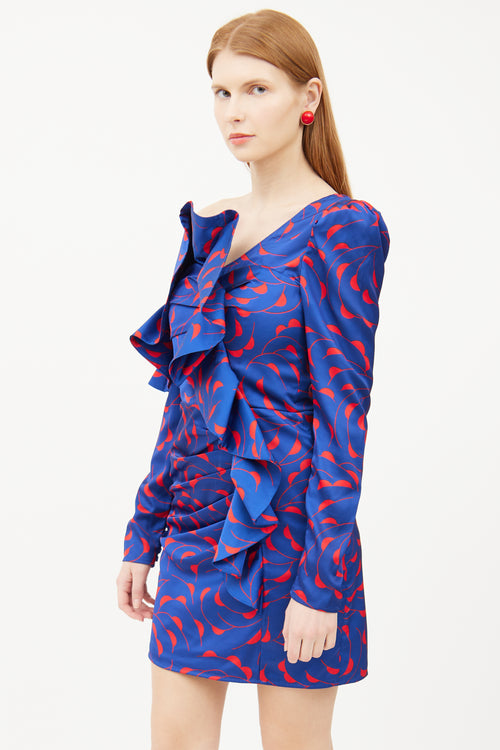 Self-Portrait Blue 
Red Ruffle Dress