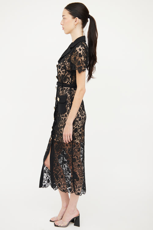 Self-Portrait Black Lace Collar Dress