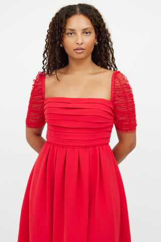 Self-Portrait Red Dot Mesh Dress