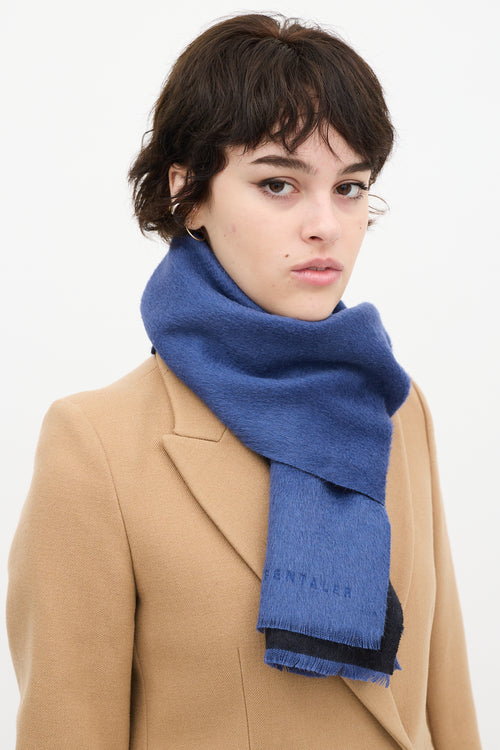 Sentaler Blue 
Black Wool Scarf