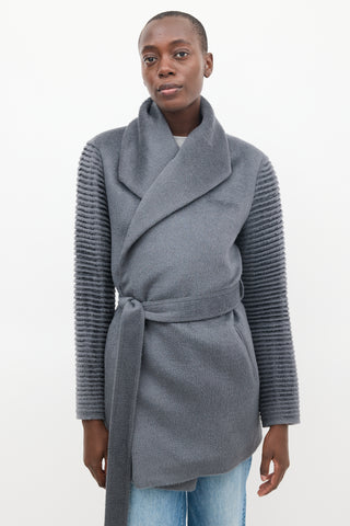 Sentaler Dark Grey Wool Mid Length Wrap Coat