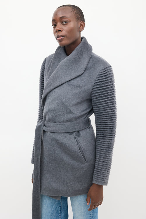 Sentaler Dark Grey Wool Mid Length Wrap Coat