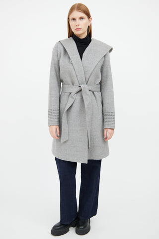 Sentaler Grey Wool Blend Wrap Coat