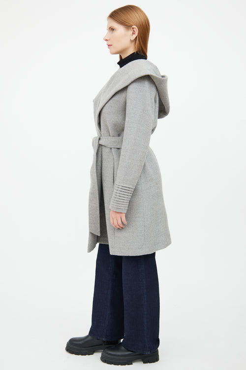 Sentaler Grey Wool Blend Wrap Coat