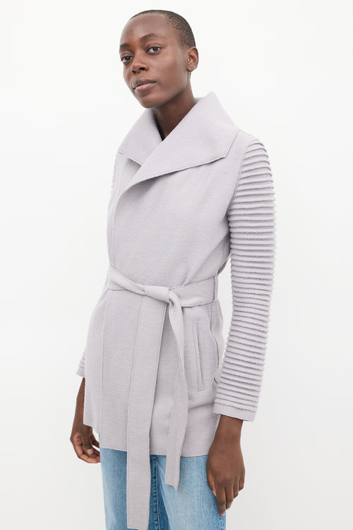 Sentaler Grey Wool Mid Length Wrap Coat