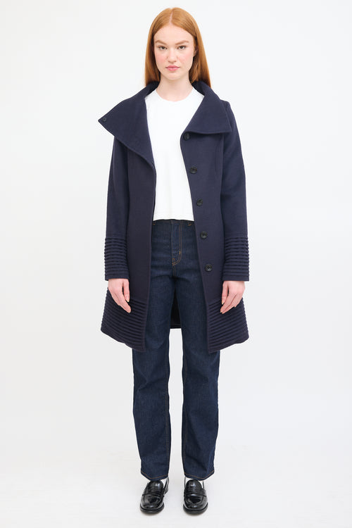 Sentaler Navy Wool Belted Mid Length Coat