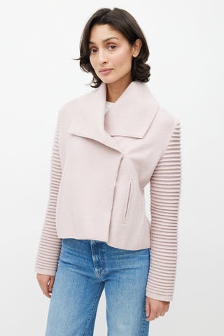 Sentaler Pink Ribbed Double Breasted Jacket