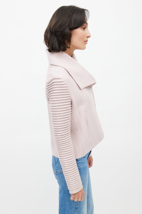 Sentaler Pink Ribbed Double Breasted Jacket