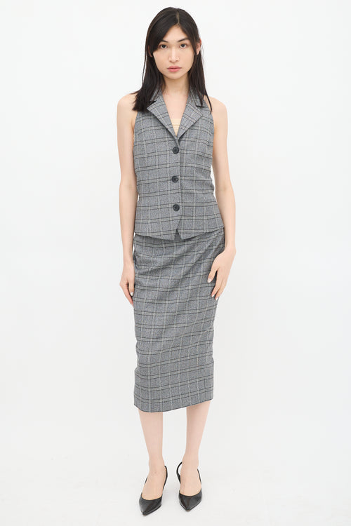 Sergio Hudson Grey 
Black Plaid Co-Ord Set