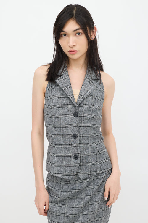 Sergio Hudson Grey 
Black Plaid Co-Ord Set