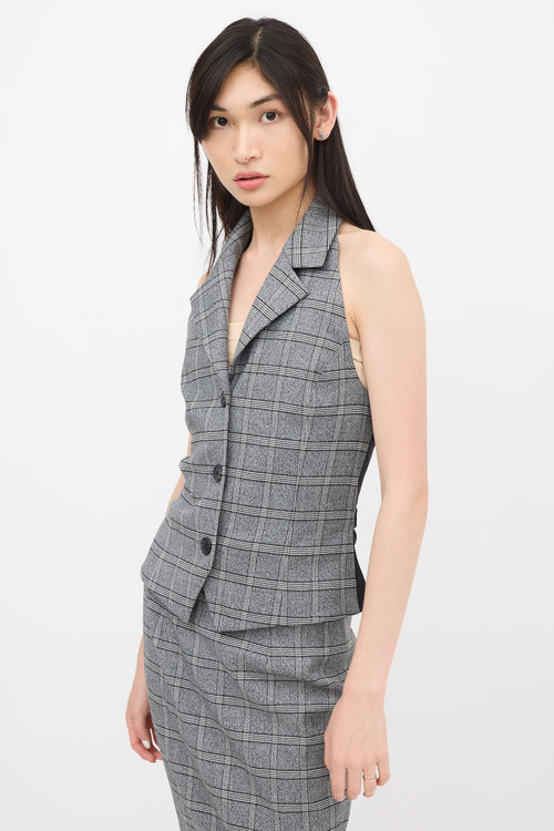 Sergio Hudson Grey 
Black Plaid Co-Ord Set