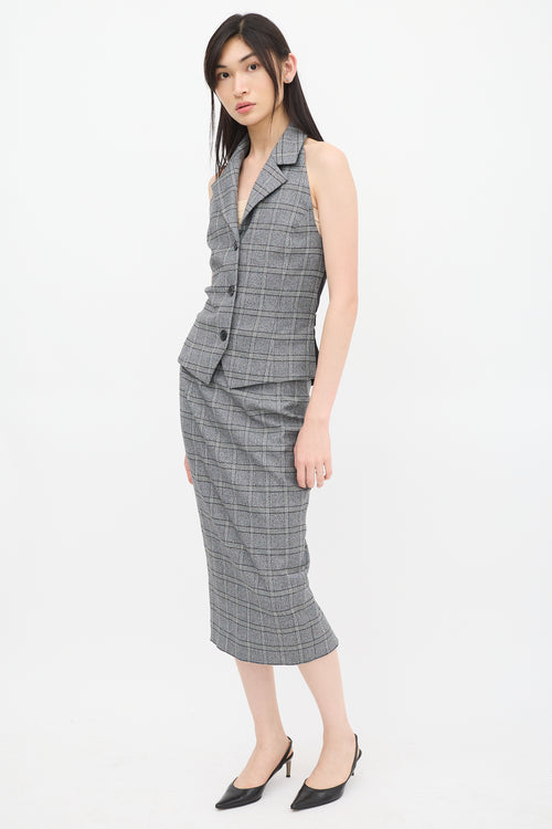 Sergio Hudson Grey 
Black Plaid Co-Ord Set