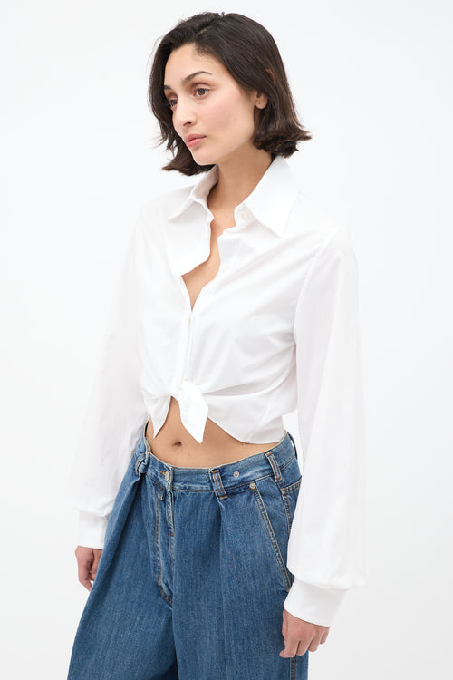 Sergio Hudson White Cotton Cropped Shirt