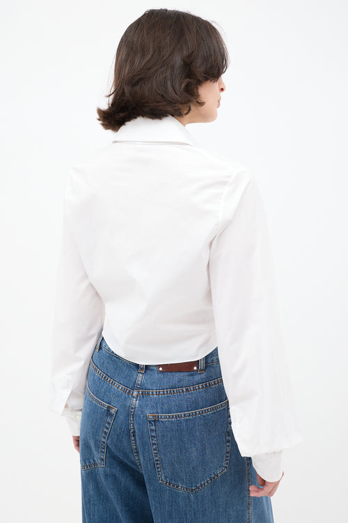 Sergio Hudson White Cotton Cropped Shirt