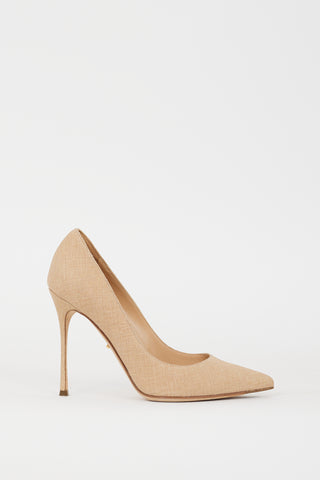 Sergio Rossi Beige Textured Godiva 120 Pump