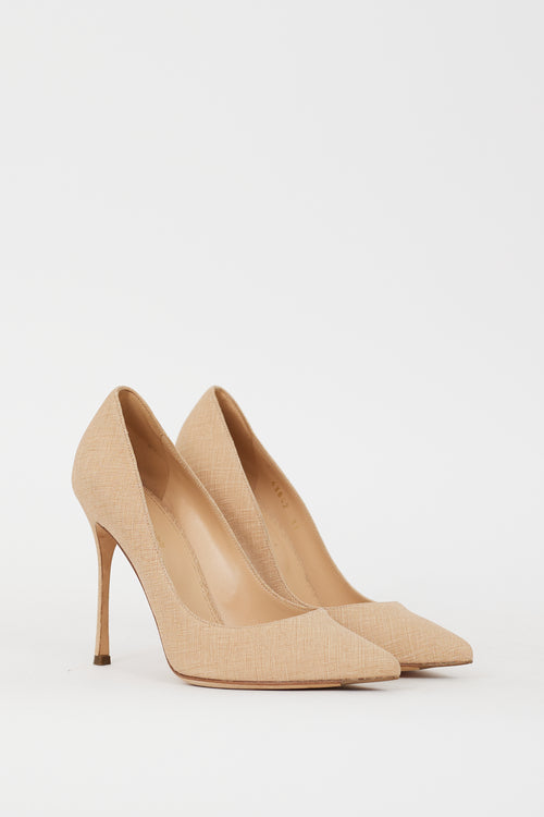 Sergio Rossi Beige Textured Godiva 120 Pump