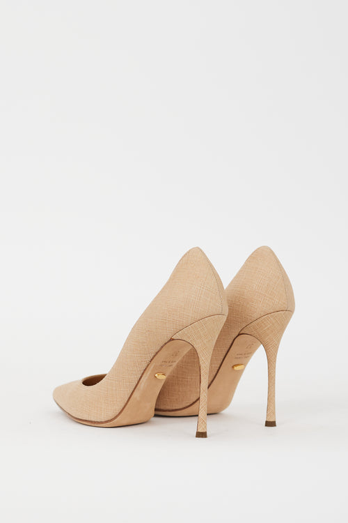 Sergio Rossi Beige Textured Godiva 120 Pump