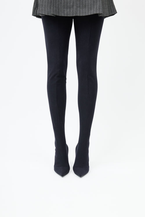  X Wolford Black Thigh High Sock Boot