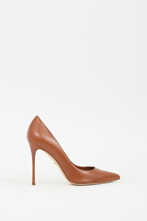 Sergio Rossi Brown Leather Pointed Toe Pump