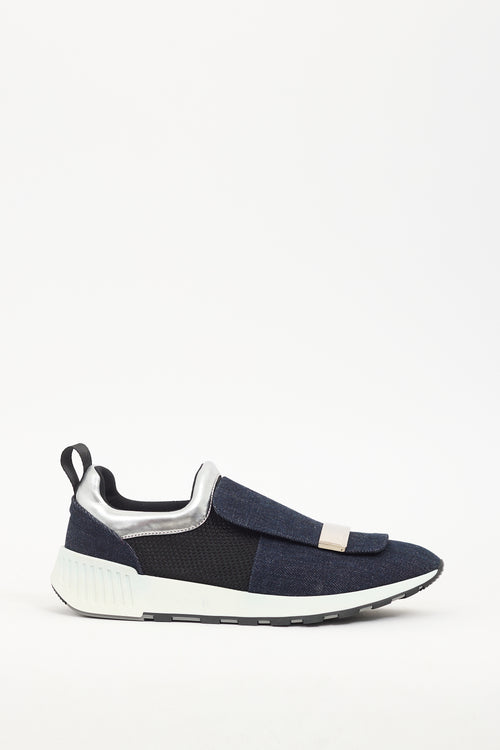 Sergio Rossi Navy Denim SR1 Running Sneaker