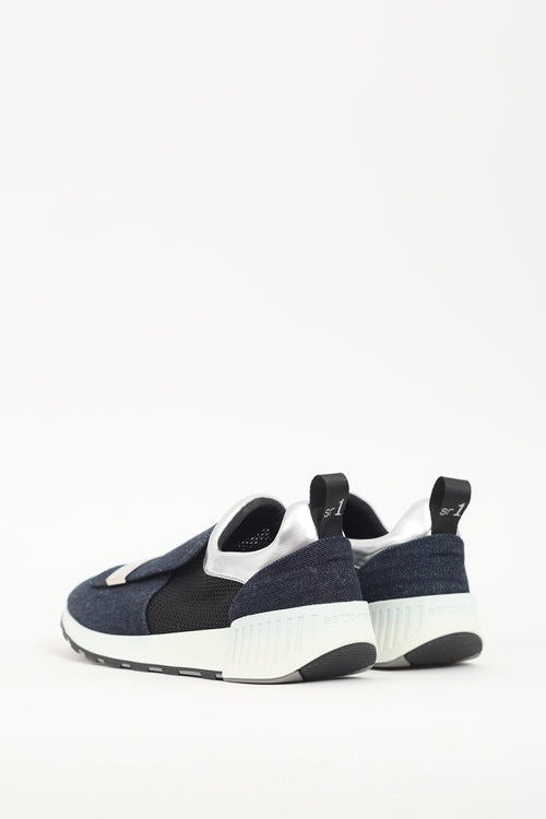 Sergio Rossi Navy Denim SR1 Running Sneaker