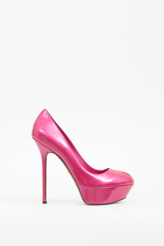 Sergio Rossi Pink Patent Leather Platform Pump