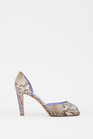 Sergio Rossi Purple 
Grey Embossed Leather D
orsay Pump