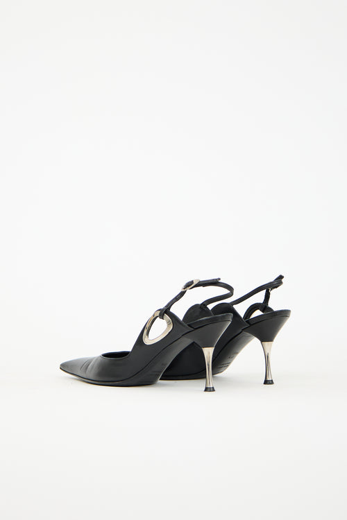 Sergio Rossi Black Leather Slingback Pump