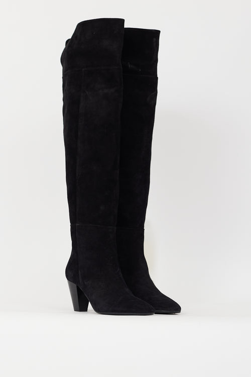 Sézane Black Suede Colette Thigh High Boot