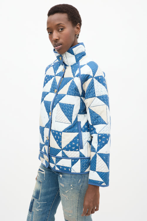 Blue 
White Quilted Léopold Jacket