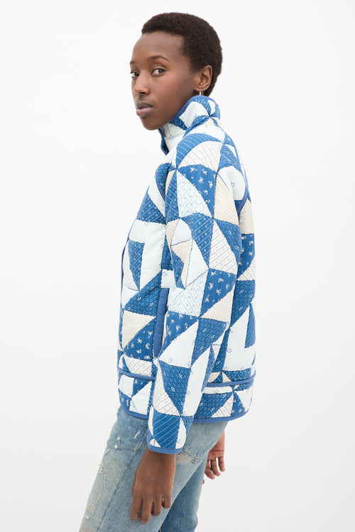 Blue 
White Quilted Léopold Jacket