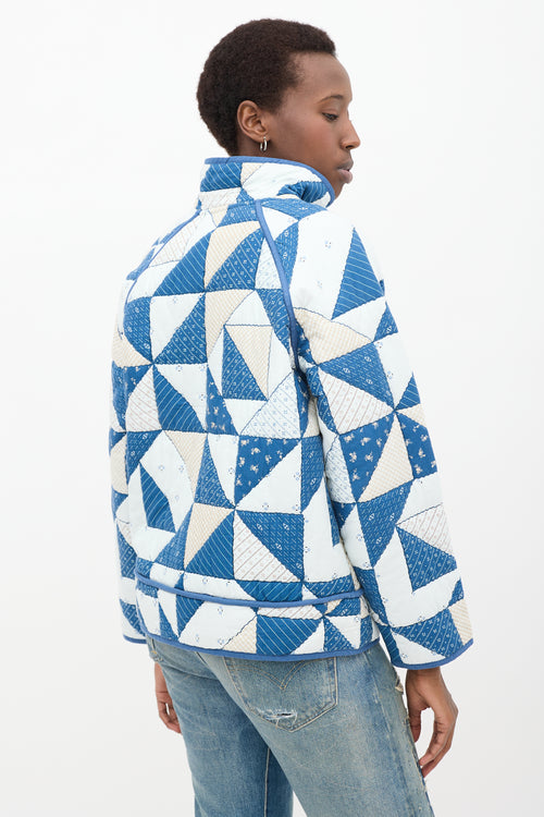 Blue 
White Quilted Léopold Jacket