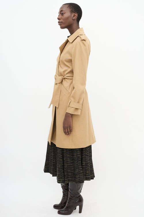 Sézane Brown Cotton Belted Mid Length Trench Coat