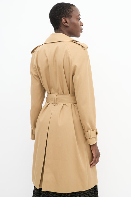 Sézane Brown Cotton Belted Mid Length Trench Coat