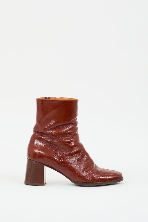 Sézane Brown Patent Leather Ankle Boot