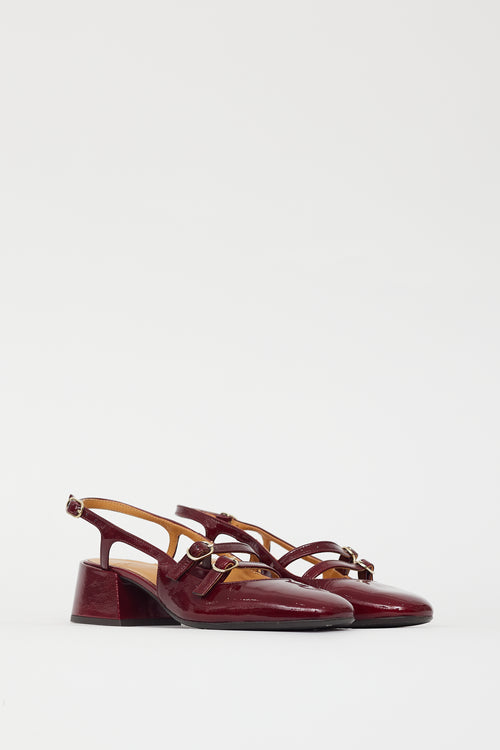 Sézane Burgundy Patent Paula Babies Pump