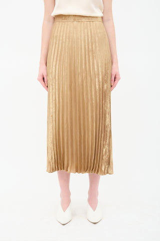 Sezane Lame Dune Pleated Skirt