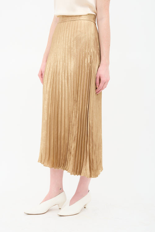 Sezane Lame Dune Pleated Skirt