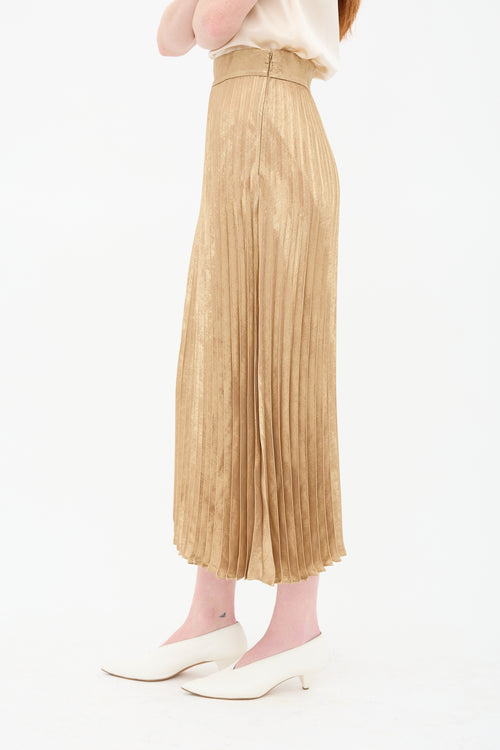 Sezane Lame Dune Pleated Skirt