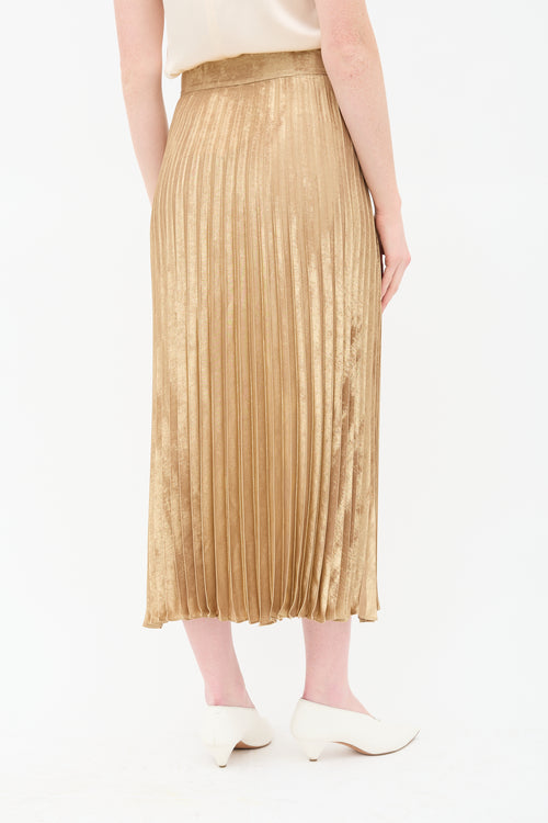 Sezane Lame Dune Pleated Skirt